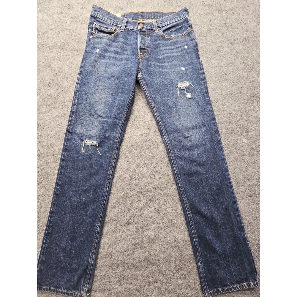 Hollister Mens Jeans 31x32(32x33) Classic Straight Leg 100% Cotton Distressed